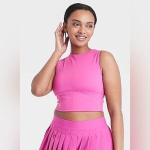 All in motion Medium Support Cropped Sports Bra Vibrant Pink L